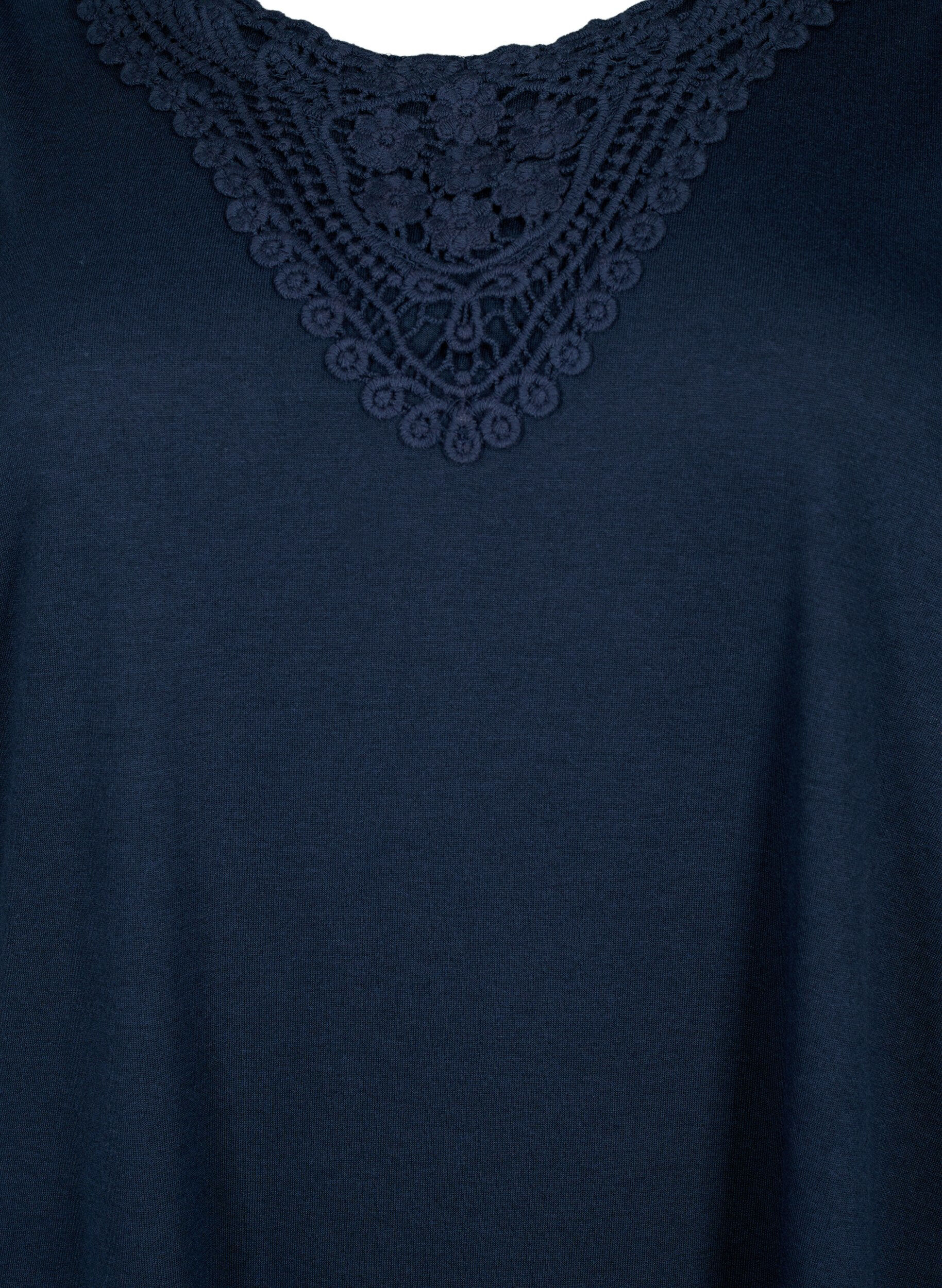 Zizzi &AElig;rmel&oslash;s top med blonde, Total Eclipse, Packshot image number 2