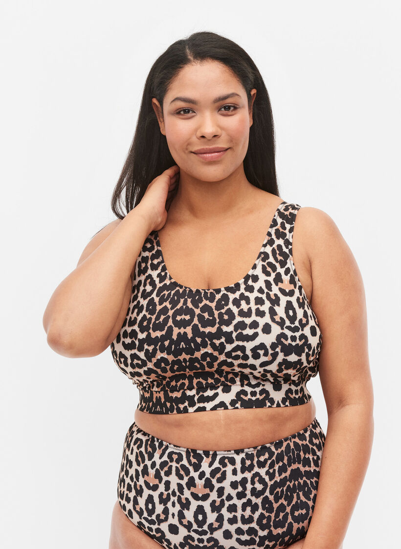 Printet bikini top med rund halsudskæring, Leo, Model image number 0