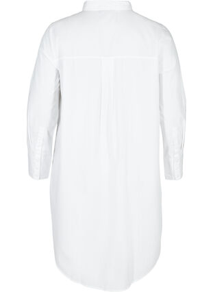 Lang bomulds skjorte med brystlomme, White, Packshot image number 1