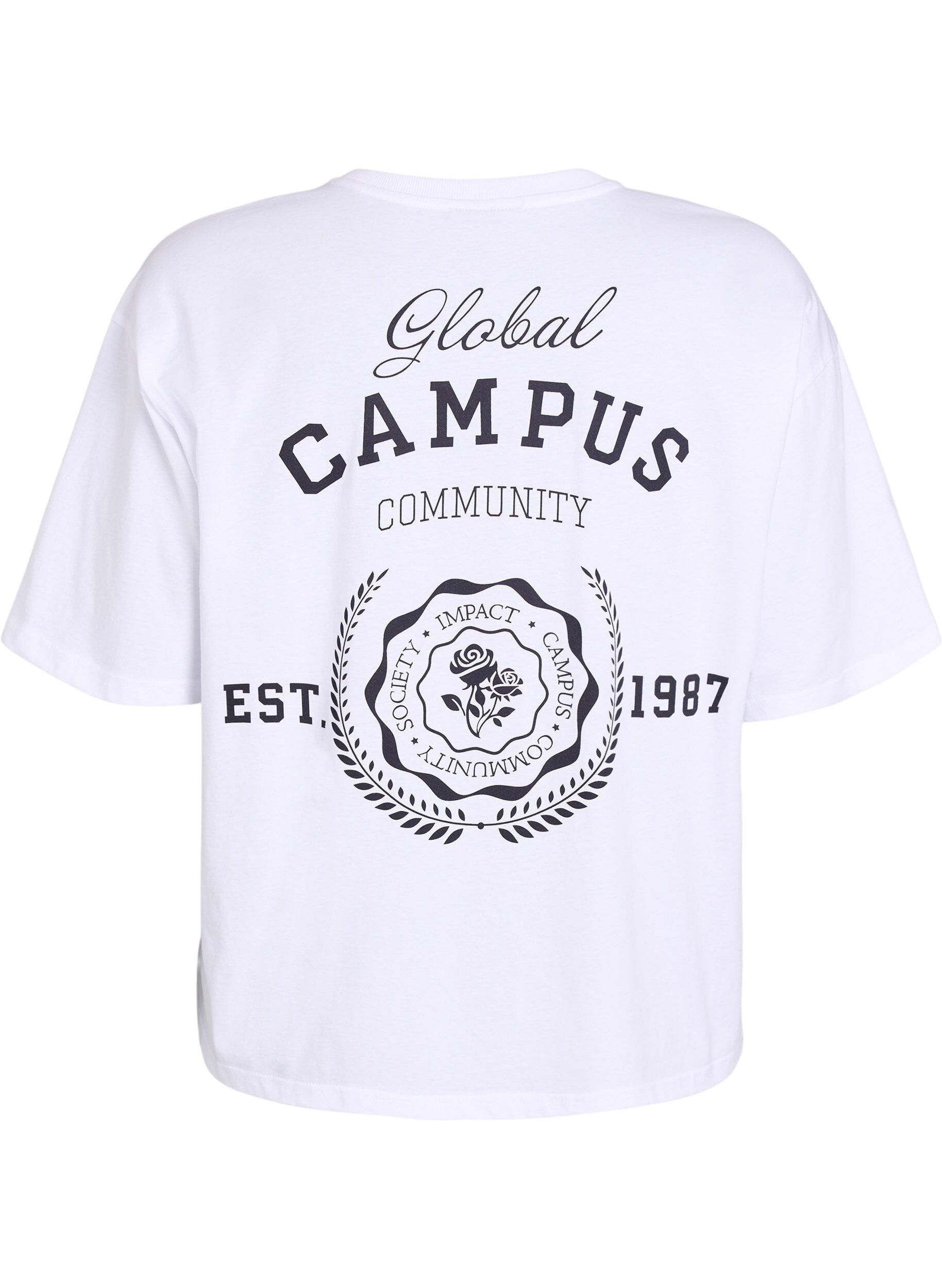 Zizzi Oversize t-shirt med rygprint, Hvid, Packshot image number 1