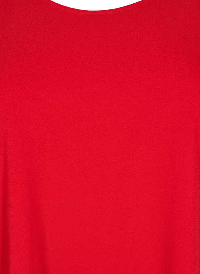 Bluse med korte &aelig;rmer og rund halsudsk&aelig;ring, R&oslash;d, Packshot image number 2