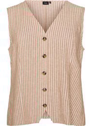Stribet vest i h&oslash;r og viskose, Beige