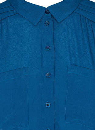 Viskose tunika med knapper og 3/4 ærmer, Maroccan Blue, Packshot image number 2