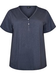 T-shirt med knapdetalje, Gr&aring;