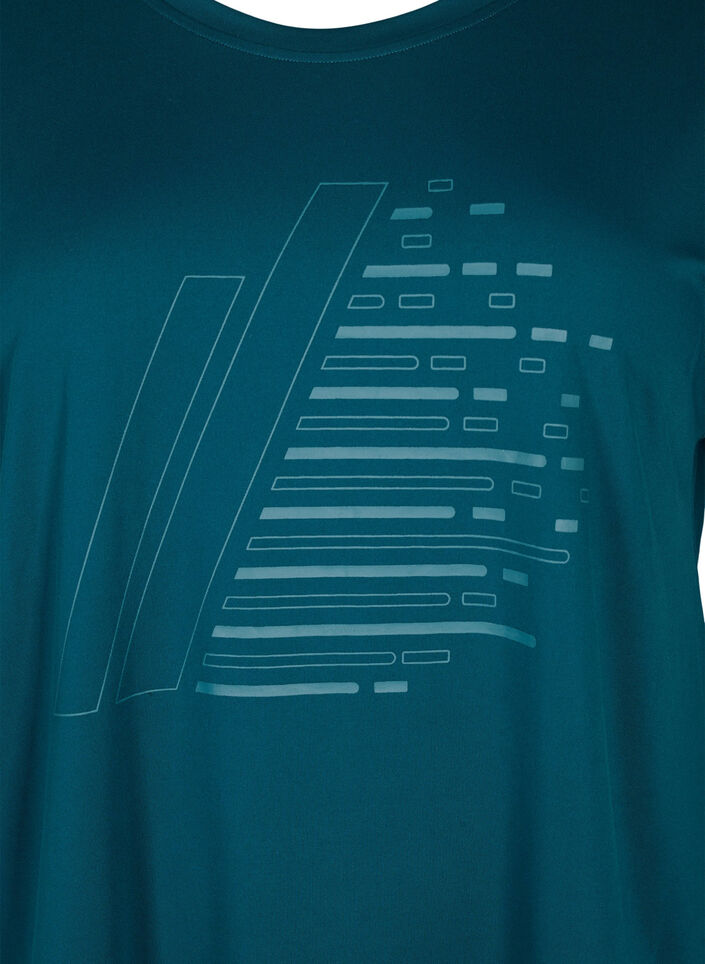 Kort&aelig;rmet tr&aelig;nings t-shirt med print, Deep Teal/Pacific, Packshot image number 2