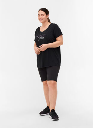 Trænings t-shirt med print, Black Glitter, Model image number 2