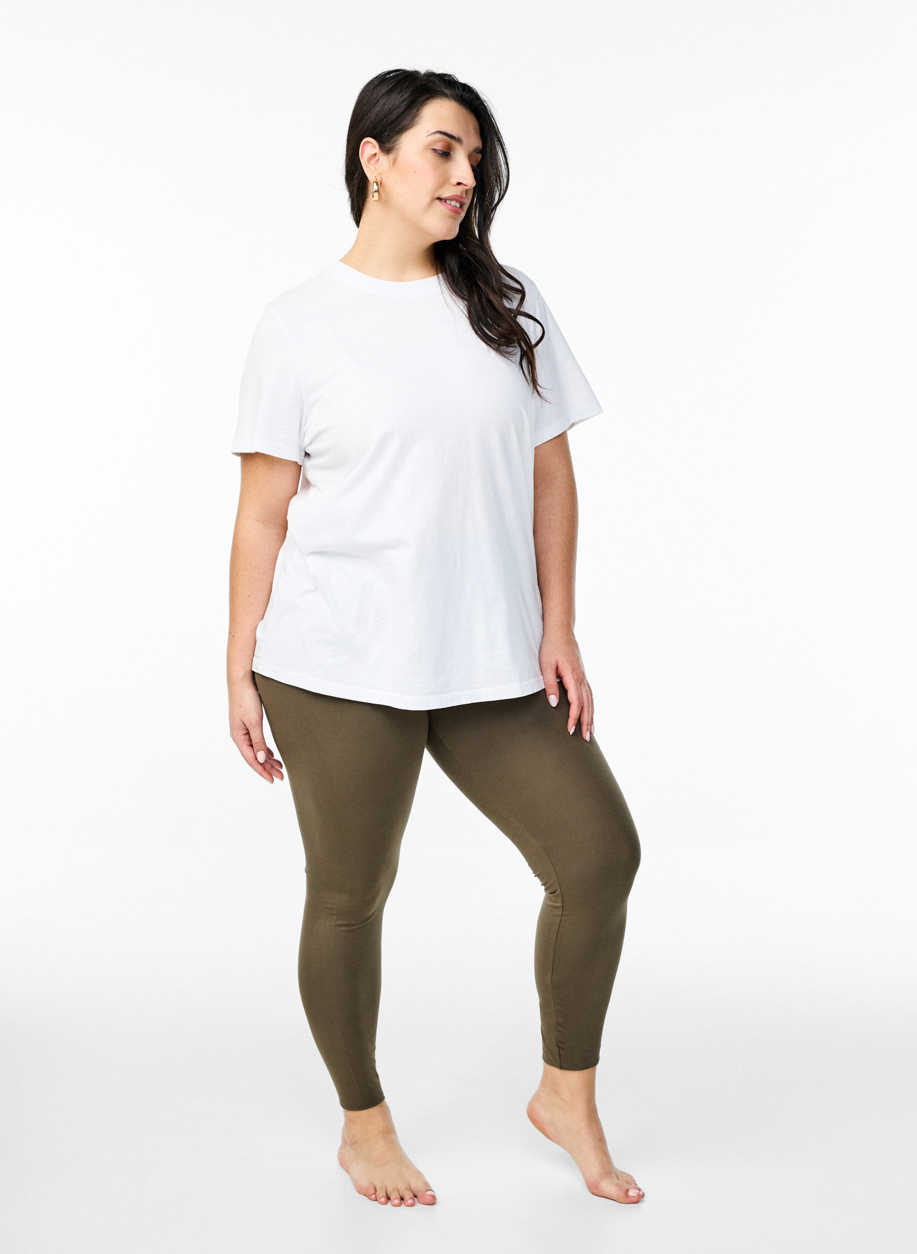 ZizziBasis leggings i viskose, Gr&oslash;n, Model image number 1
