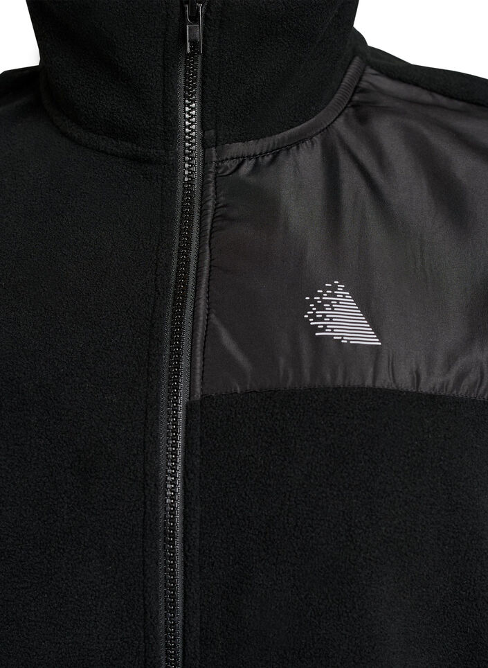 Fleecevest med h&oslash;j krave og sn&oslash;re forneden, Sort, Packshot image number 2