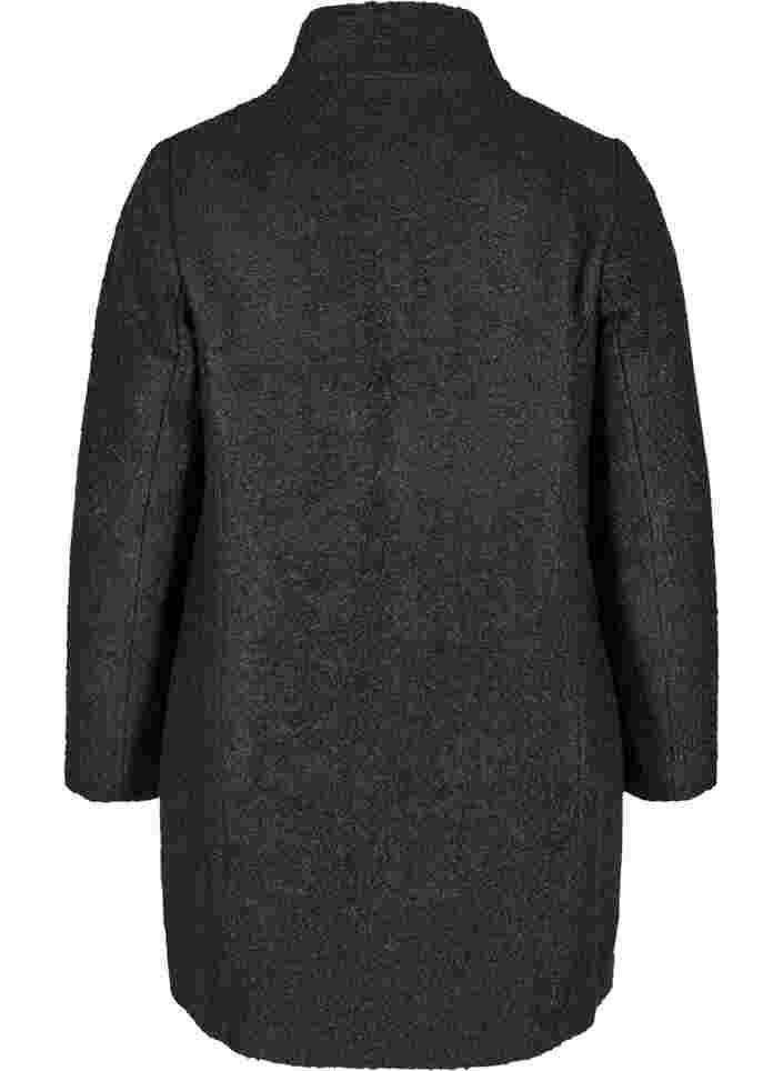 Frakke med uld og lynlås, Black, Packshot image number 1