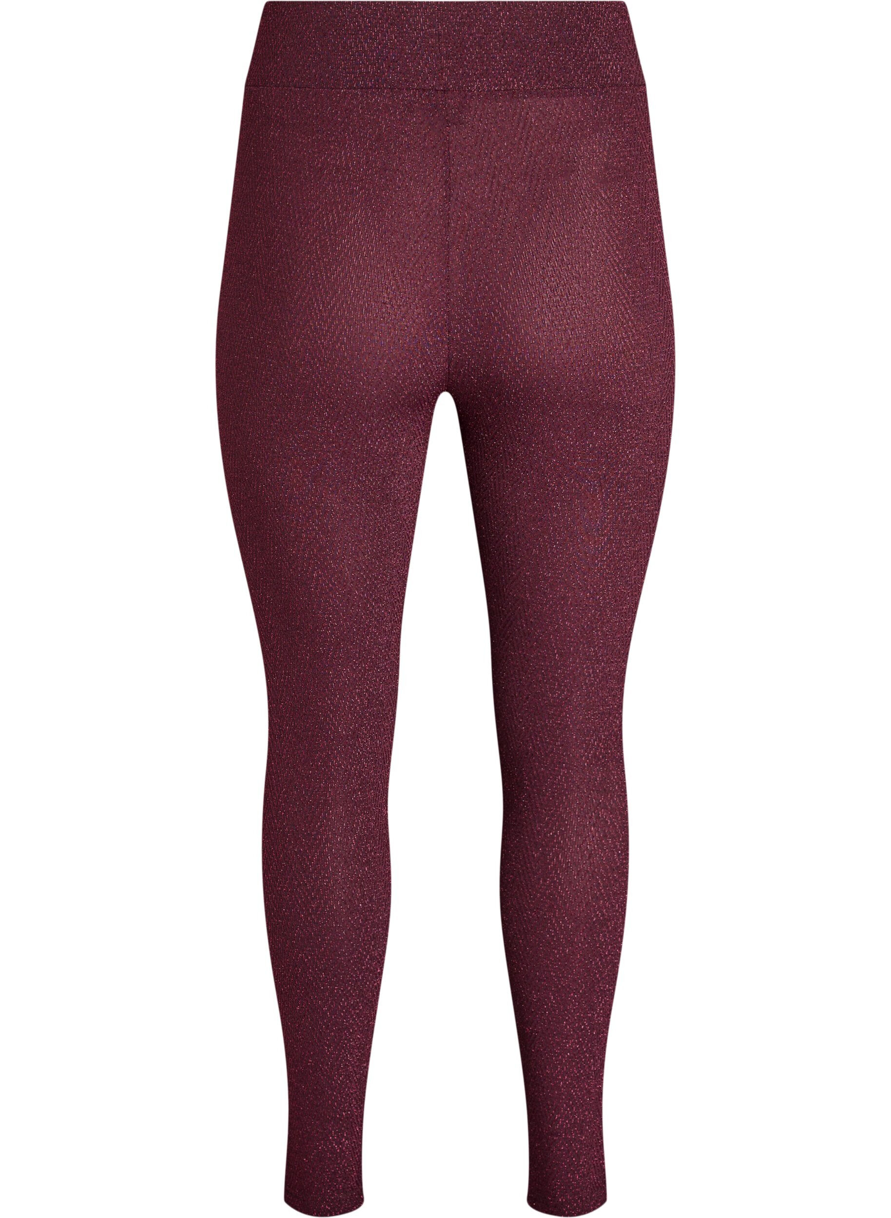Zizzi Leggings med glitterm&oslash;nster, M&oslash;rk Bordeaux, Packshot image number 1