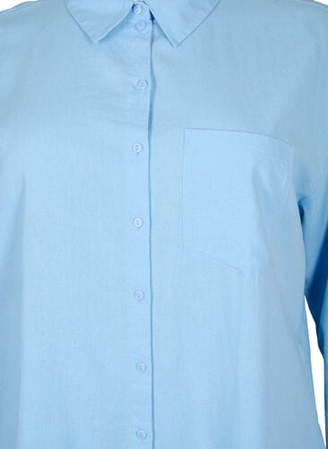 Lang skjorte i hør-viskoseblanding, Chambray Blue, Packshot image number 2