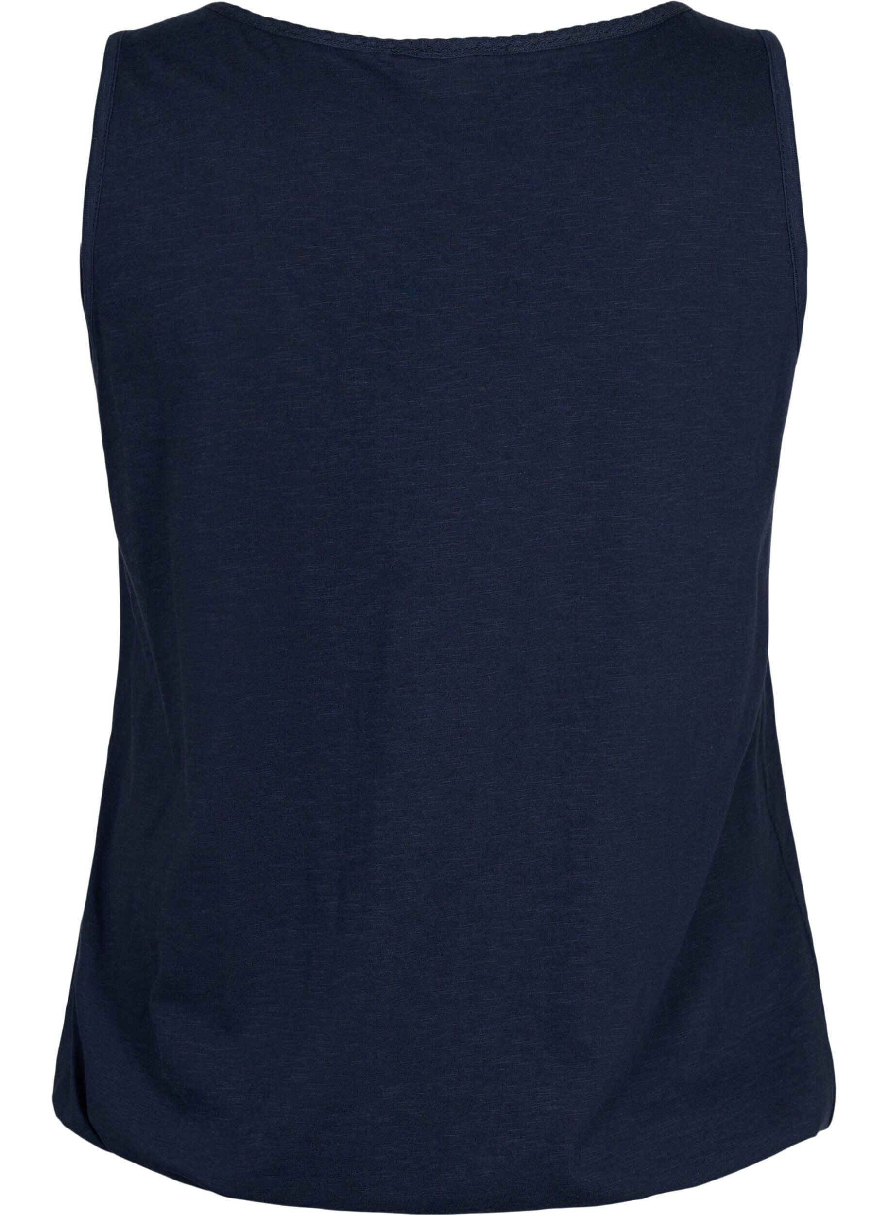 Zizzi Bomuldstop med blondekant, Navy Blazer, Packshot image number 1