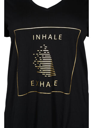 Bomulds trænings t-shirt med tryk, Black w. inhale logo, Packshot image number 2