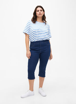 Stribet t-shirt i økologisk bomuld, Marina Stripe, Model image number 2