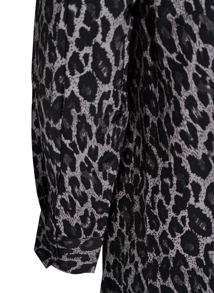 Lang skjorte med leopardprint, Grå, Packshot image number 3