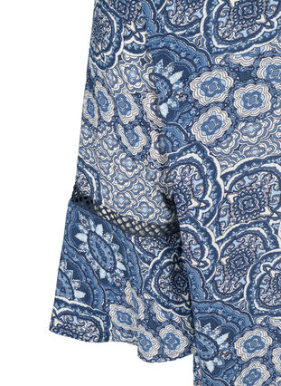 Viskose kjole med 3/4 ærmer og print, Asian Blue print, Packshot image number 3