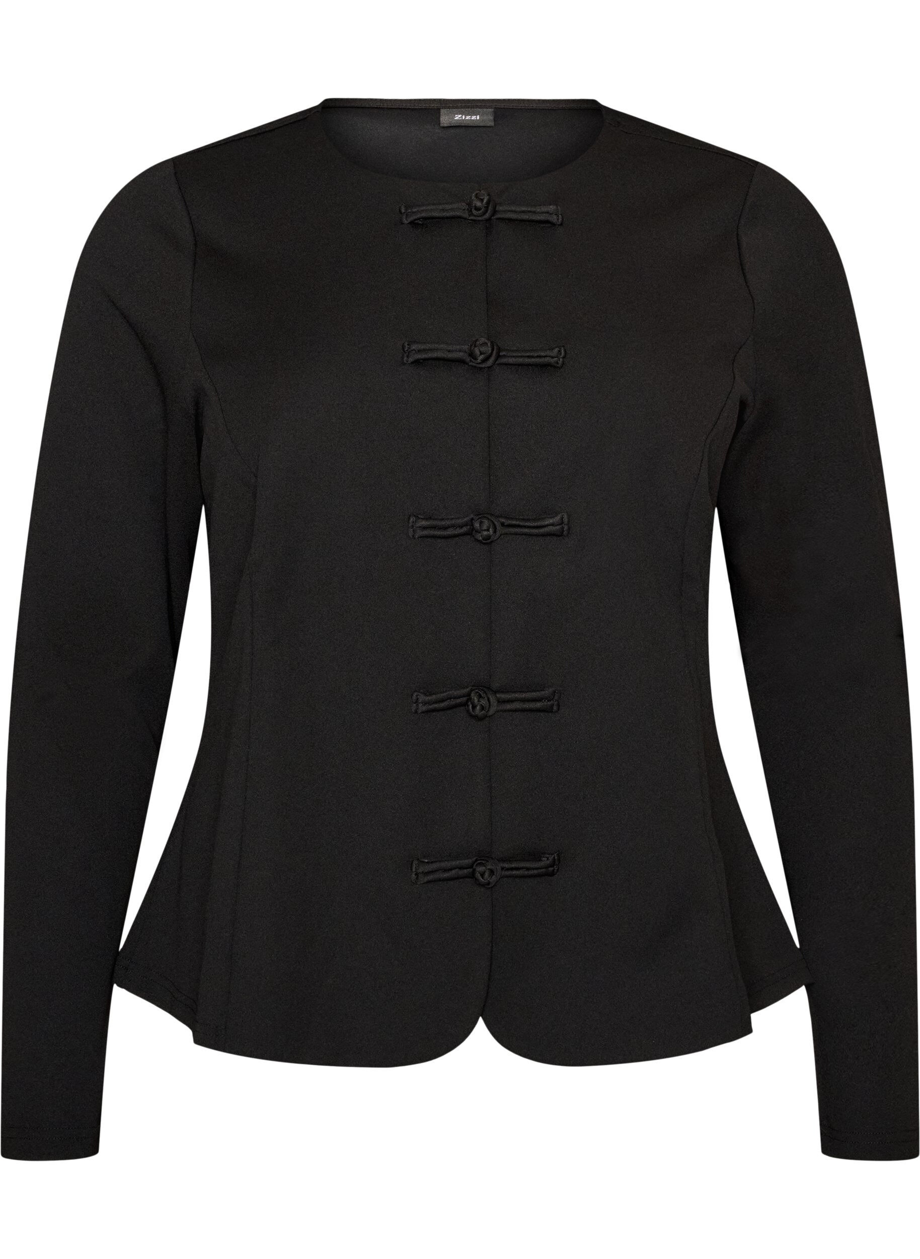 ZizziFigursyet cardigan med knudelukninger, Sort, Packshot image number 0