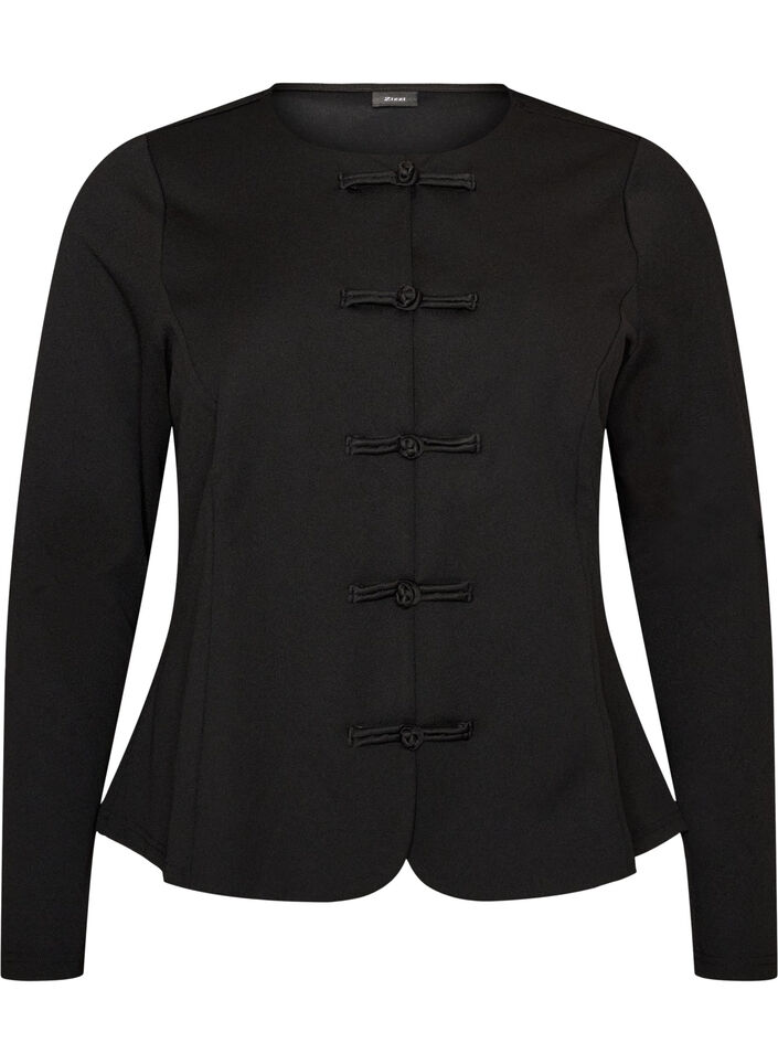 Figursyet cardigan med knudelukninger, Sort, Packshot image number 0