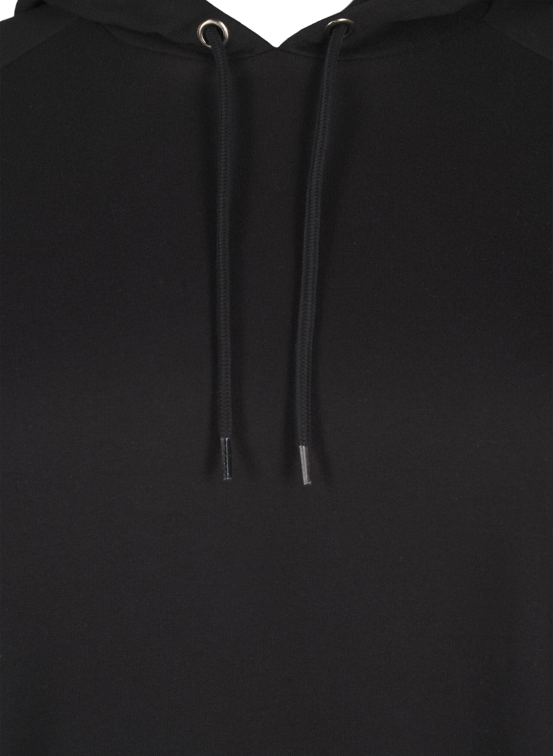 Zizzi Oversize sweat med print p&aring; &aelig;rmerne, Black w. Silver, Packshot image number 2