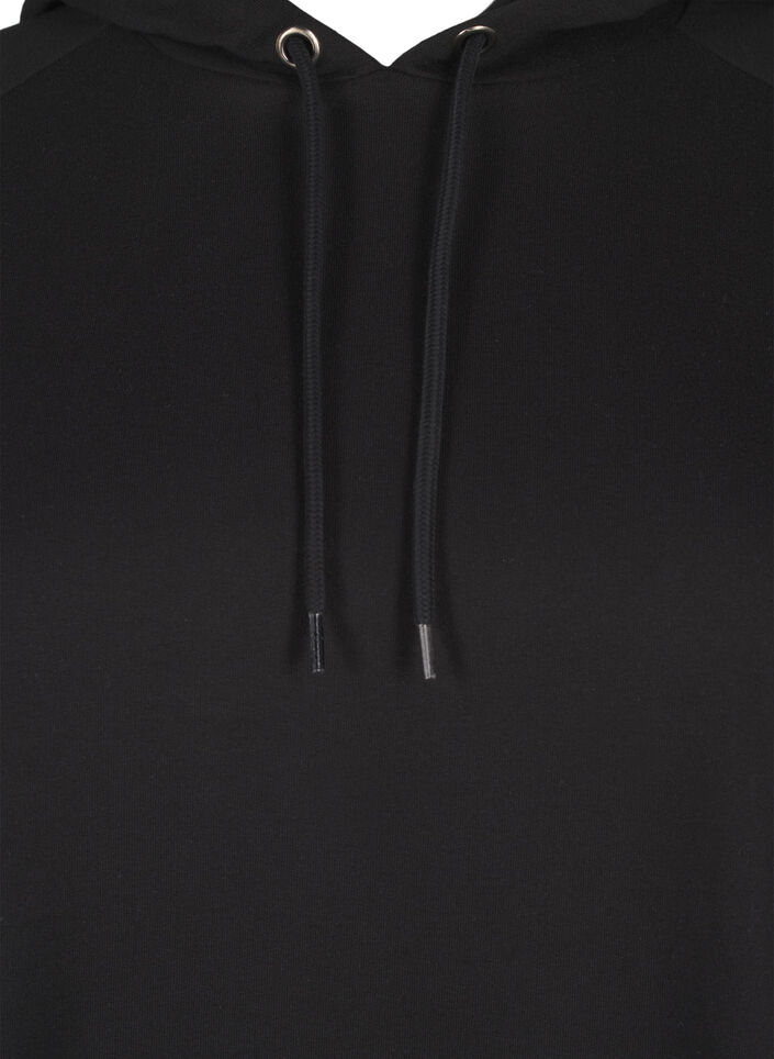 Oversize sweat med print på ærmerne, Black w. Silver, Packshot image number 2