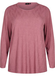 Langærmet bluse med mønster, Brun