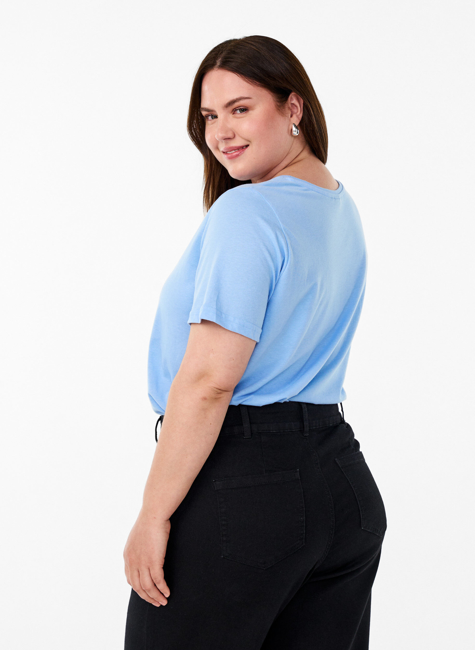 Zizzi FLASH - T-shirt med motiv, Bl&aring;, Model image number 2