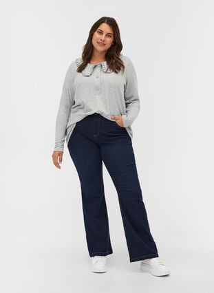 Ellen bootcut jeans med høj talje, Dark blue denim, Model image number 0