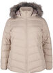 Kort pufferjakke med h&aelig;tte, Beige, Packshot image number 0