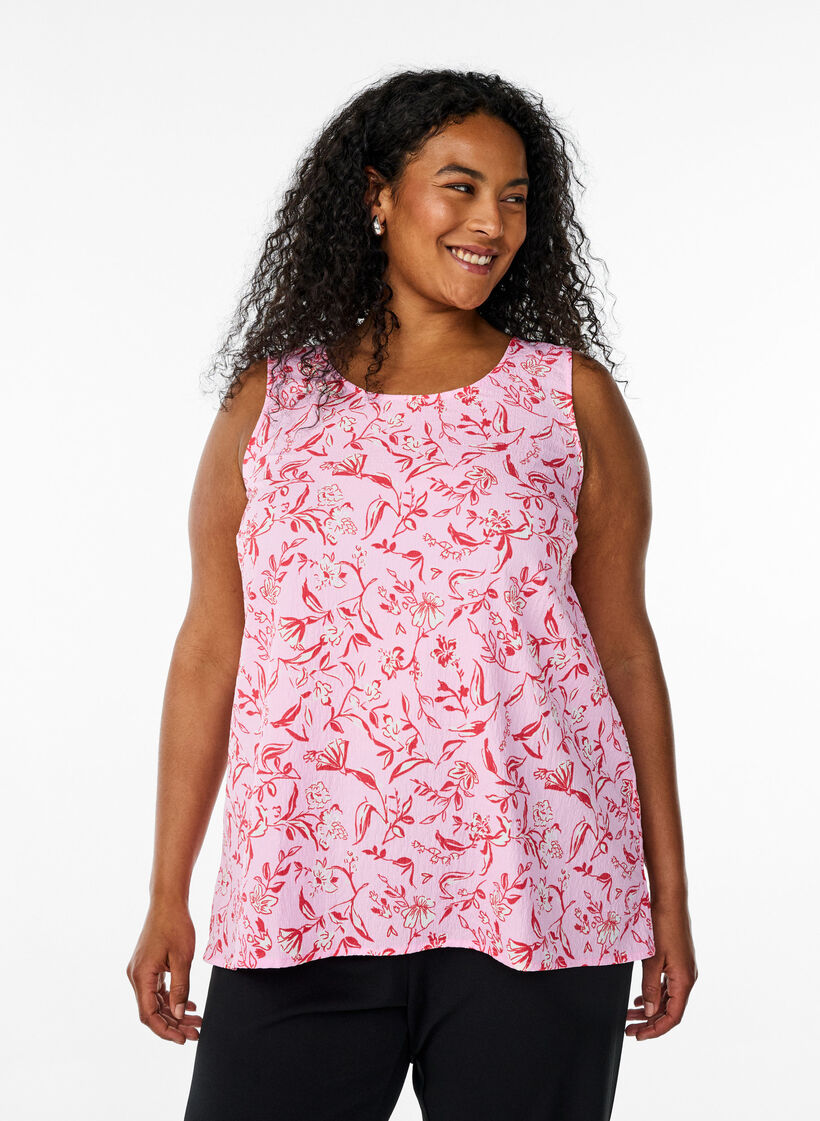 FLASH - Ærmeløs top med tekstur, Lyserød, Model image number 0