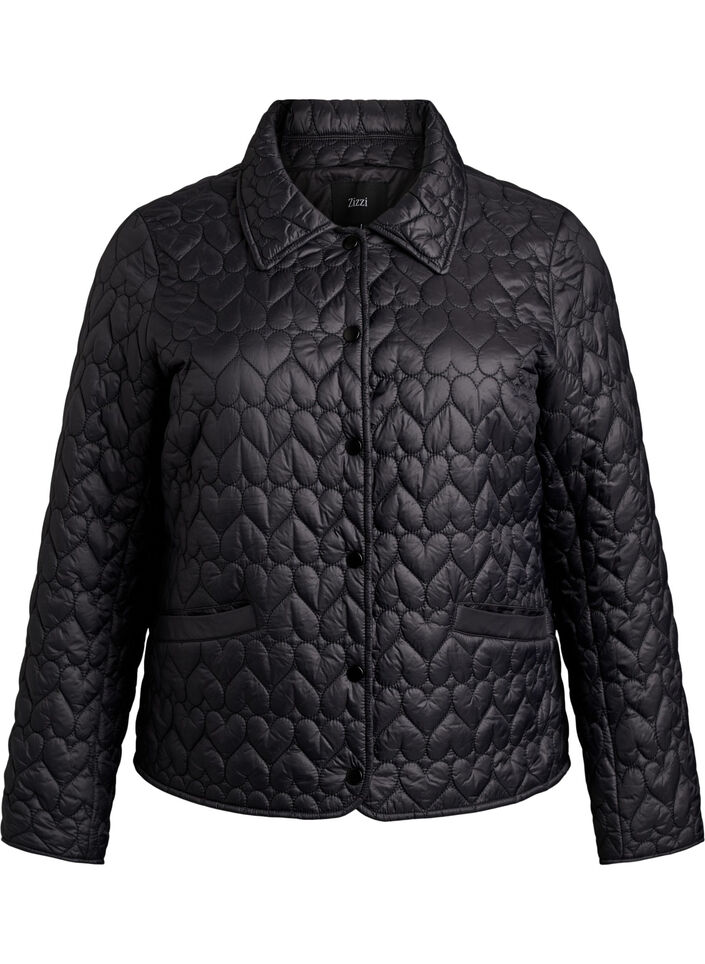 Let vatteret jakke med dekorativ quiltning, Sort, Packshot image number 0