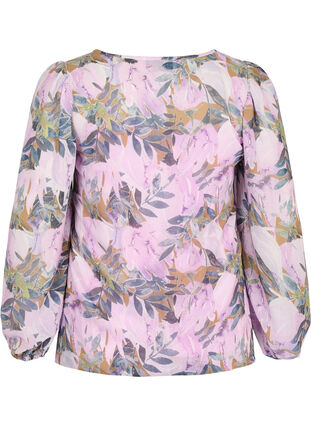 Printet bluse med lange ærmer, Orchid Bouquet AOP, Packshot image number 1