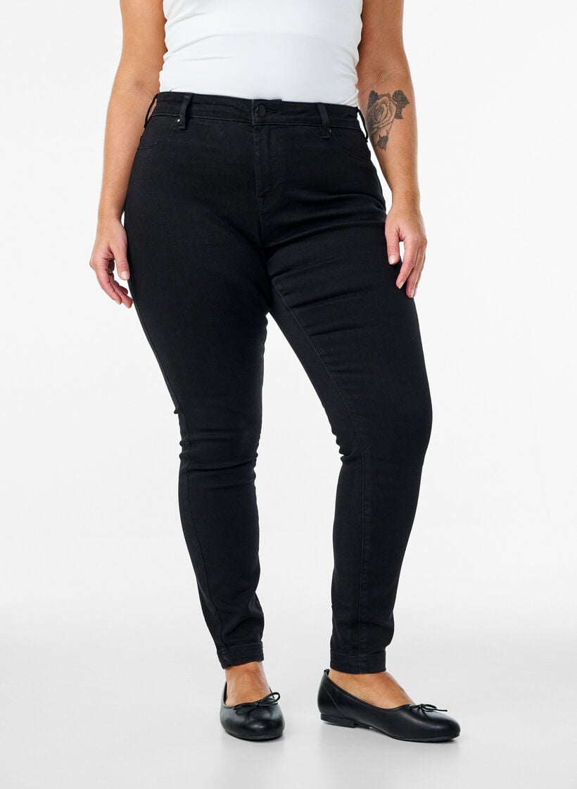 Jeggings i bomuldsblanding, Sort, Model image number 2