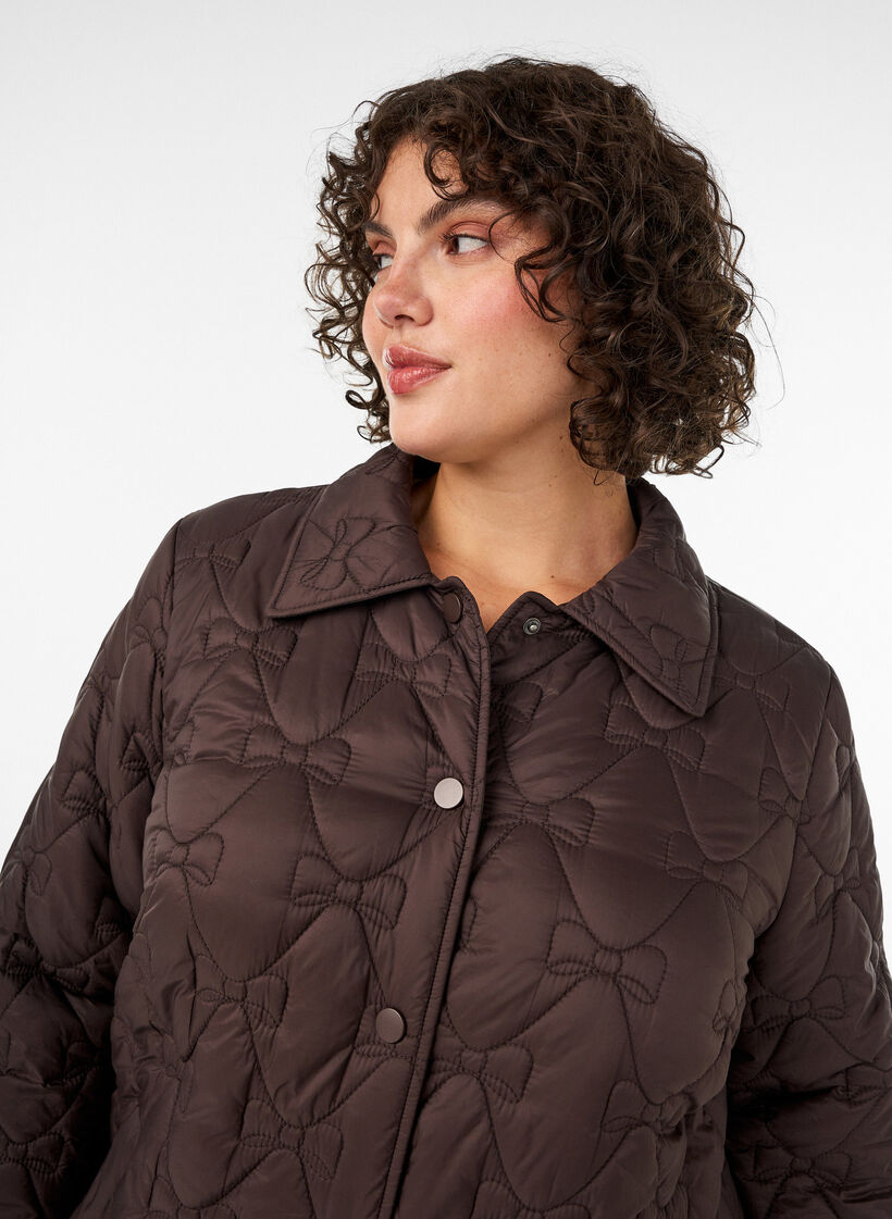 Let vatteret jakke med dekorativ quiltning, Brun, Model image number 3