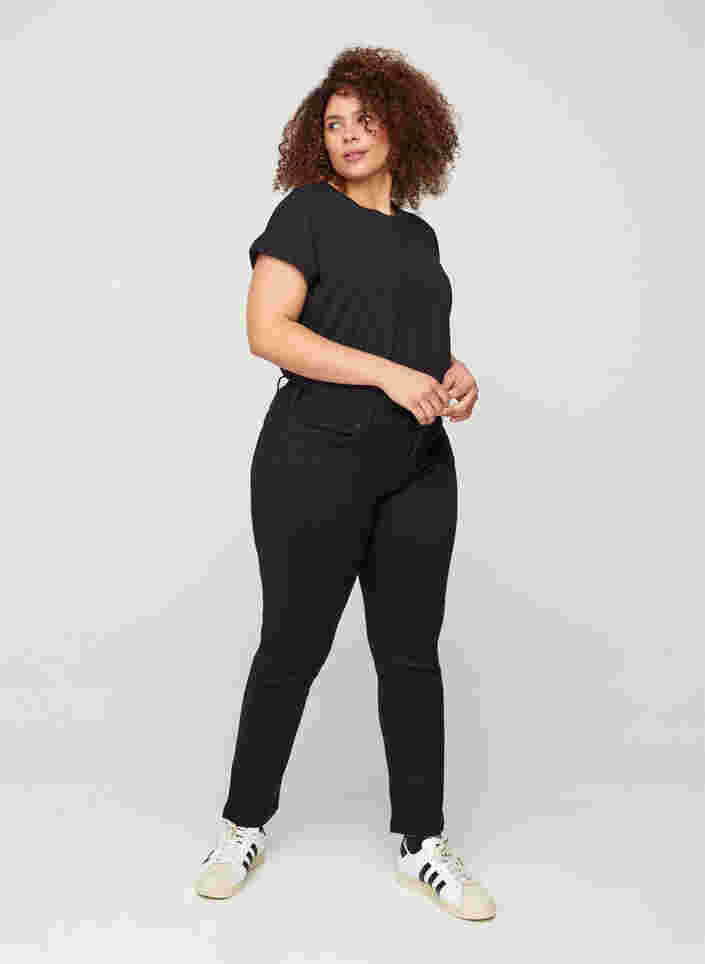 Slim fit Emily jeans med normal talje, Black, Model image number 5