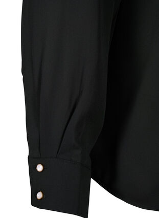 Flæse skjortebluse med perleknapper, Black, Packshot image number 3