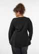 Jerseybluse med ribstruktur og A-form, Sort, Model image number 2