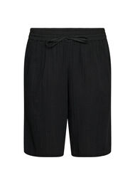 L&oslash;se shorts i bomuldsmusselin med h&oslash;j talje, Sort