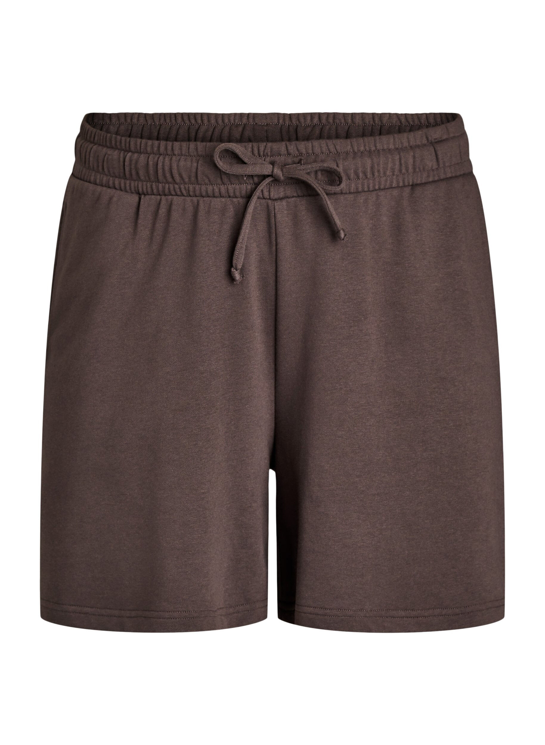 Zizzi H&oslash;jtaljede sweatshorts med lommer, Brun, Packshot image number 0