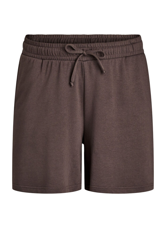 H&oslash;jtaljede sweatshorts med lommer, Brun, Packshot image number 0