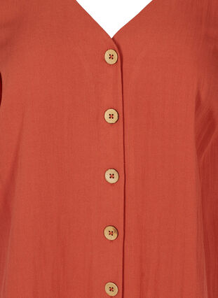 Viskose bluse med knapper og v-hals, Burnt Brick, Packshot image number 2
