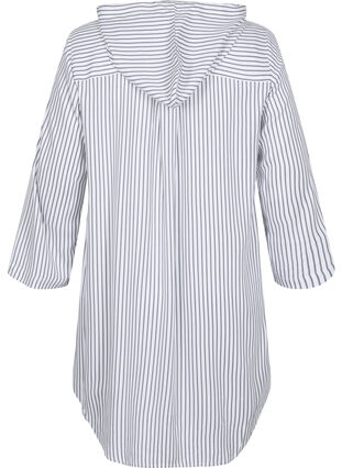 Viskose tunika med hætte og 3/4 ærmer, Black White Stripe, Packshot image number 1