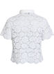 Skjortebluse i blonde med perleknapper, Hvid, Packshot image number 1