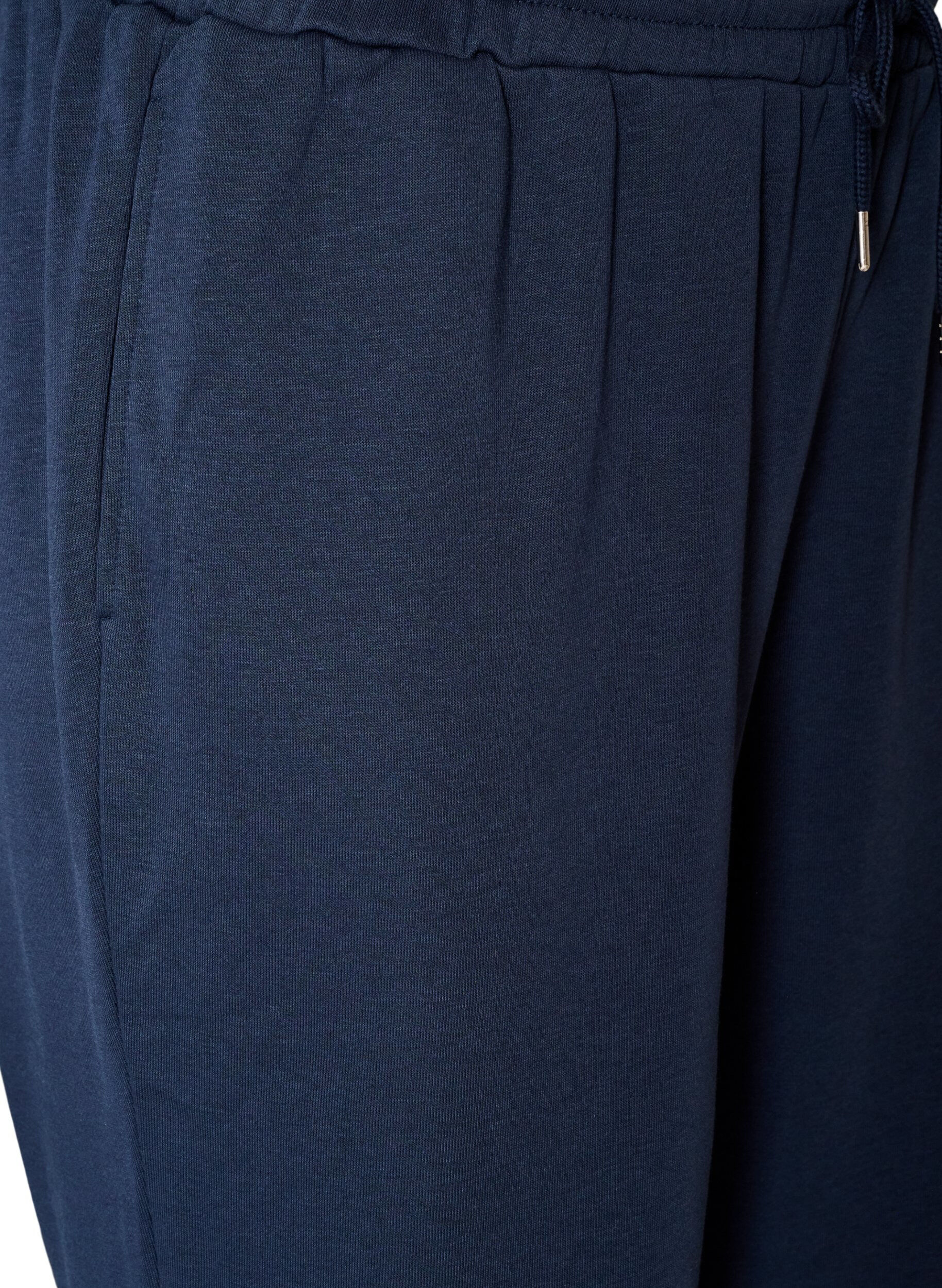 ZizziSweatpants med h&oslash;j talje og bindeb&aring;nd, Bl&aring;, Packshot image number 2