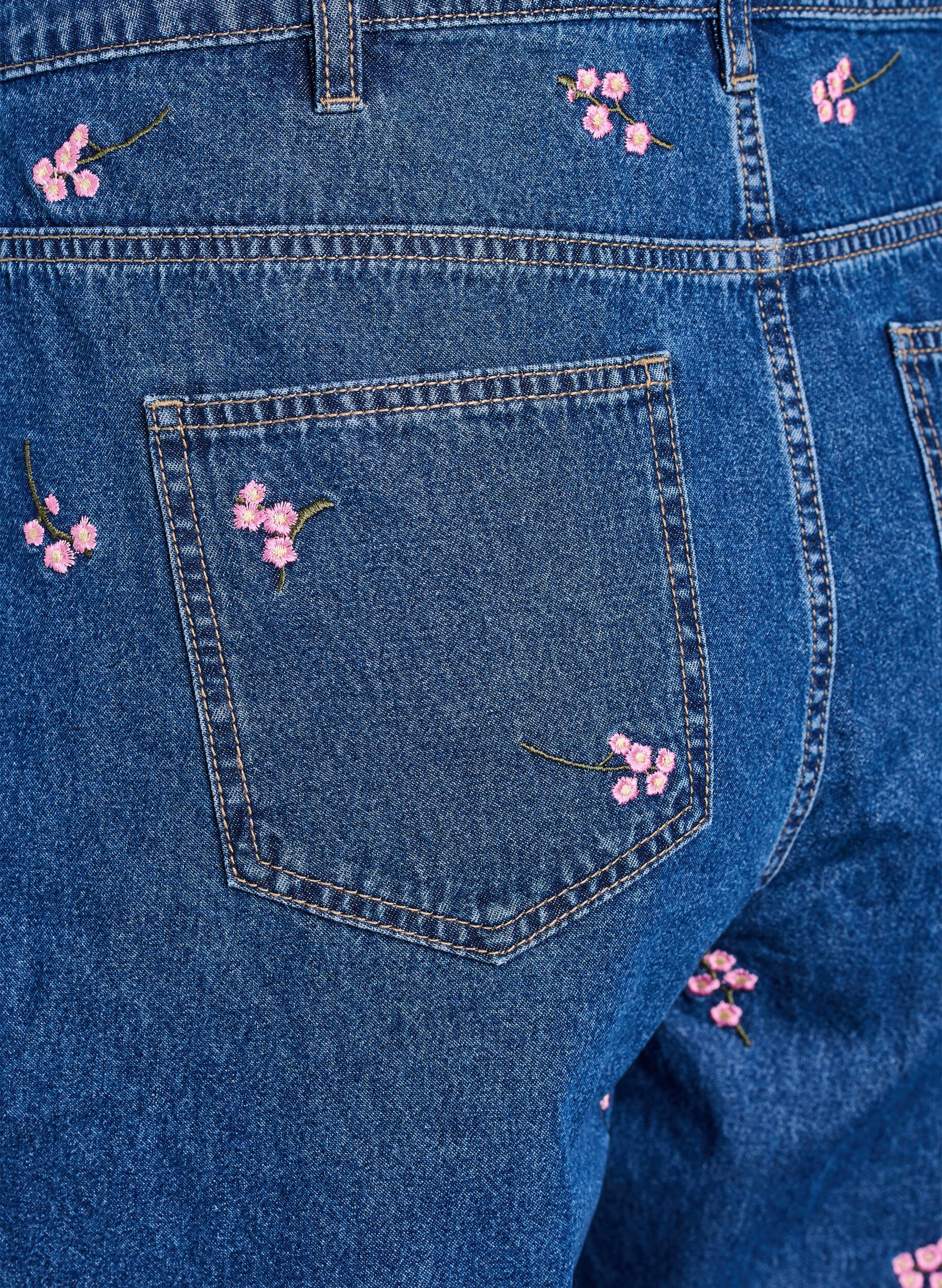 ZizziDenim shorts med broderede blomster, Bl&aring;, Packshot image number 3