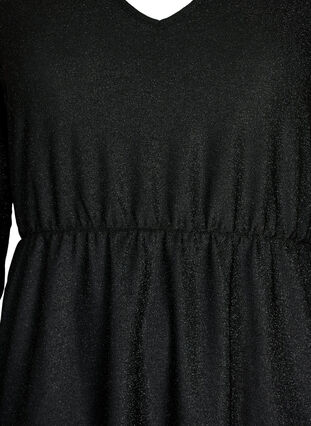 Glimmerkjole med v-hals, Black Black, Packshot image number 2
