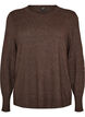 Strikbluse med rund hals, Brun, Packshot image number 0