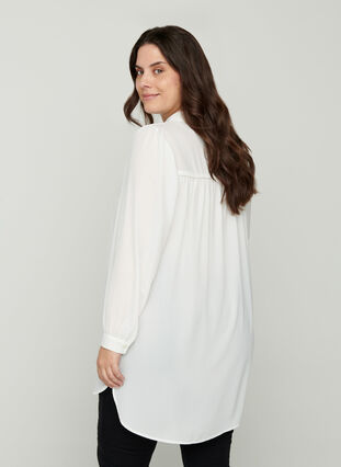 Lang skjorte med lette pufærmer, Bright White, Model image number 1