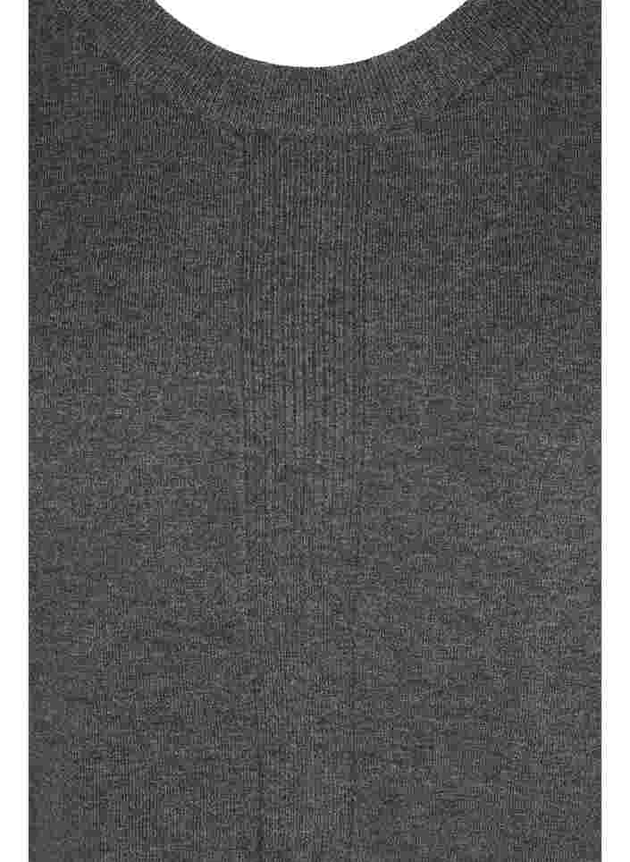 Meleret strikbluse med rund halsudskæring, Dark Grey Melange, Packshot image number 2