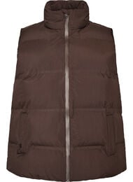 Kort puffervest med h&oslash;j krave, Brun