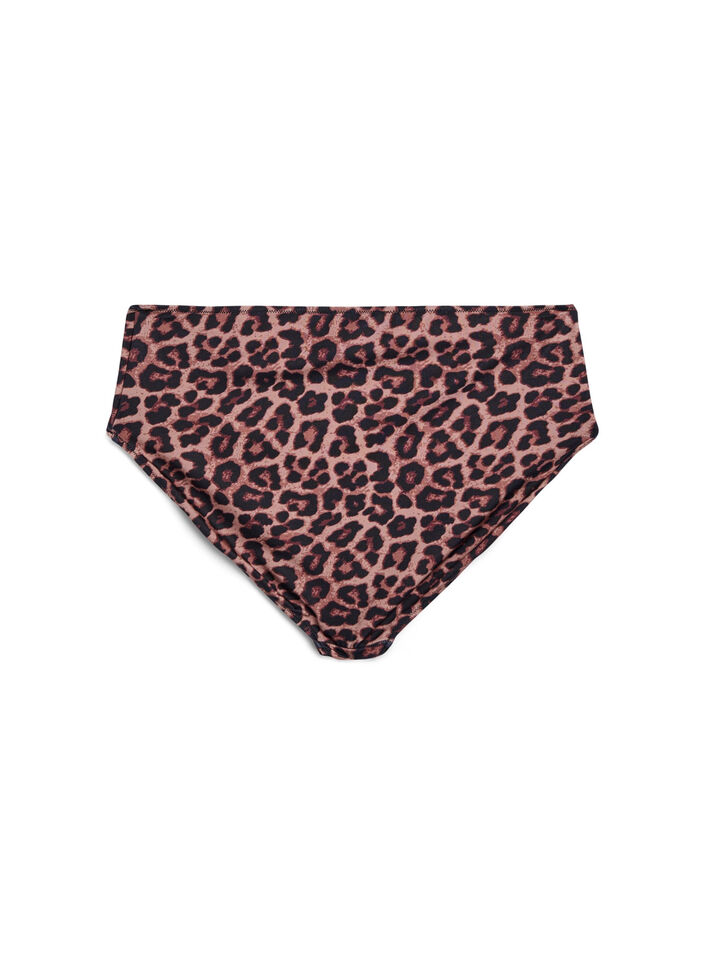 Leopard bikiniunderdel med h&oslash;j talje, Brun, Packshot image number 1